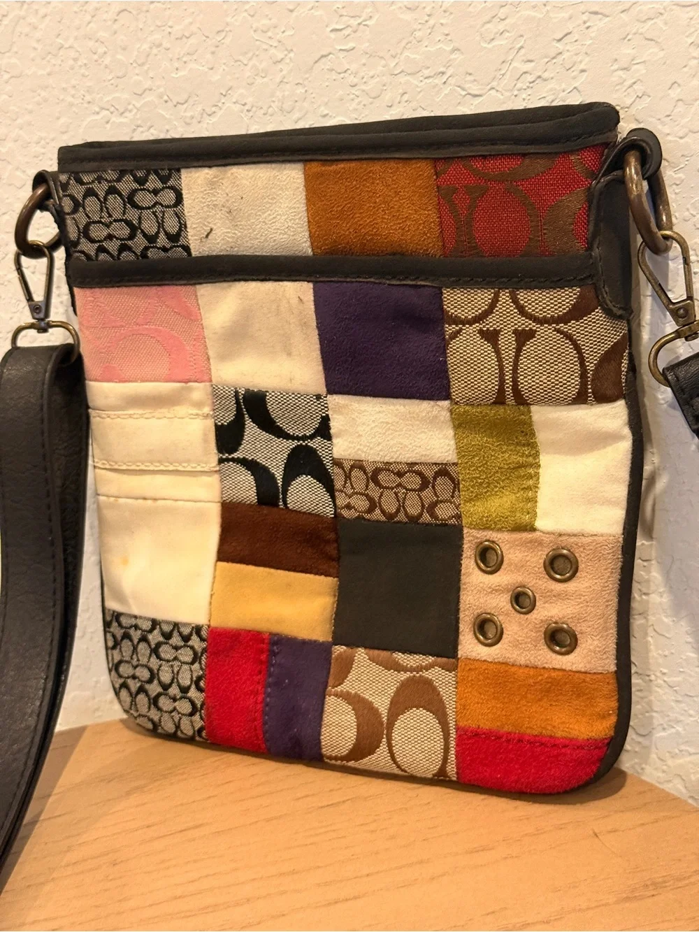 Coach Patchwork Crossbody in‎ Multi Patch Colors with Black Strap